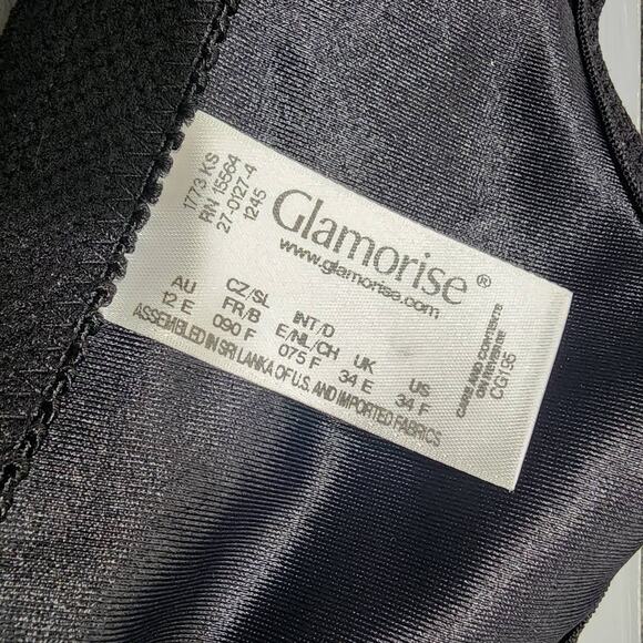 Glamorise Bra 34F  Full Figure Plus‎ Size Wonderwire Front Close 1245 Black - Picture 6 of 6